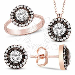 925 Sterling Silver Modern  Ring Earring Necklace Sets