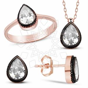 925 Sterling Silver Modern  Ring Earring Necklace Sets