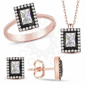 925 Sterling Silver Modern  Ring Earring Pendant Sets