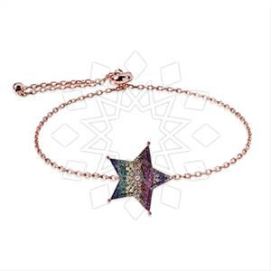 925 Sterling Silver Moon and Stars Adjustable Bracelet
