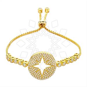 925 Sterling Silver Moon and Stars Adjustable Bracelet