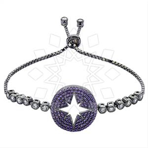 925 Sterling Silver Moon and Stars Adjustable Bracelet