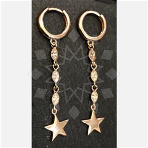 925 Sterling Silver Moon and Stars Dangle Earrings