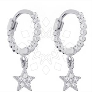 925 Sterling Silver Moon and Stars Dangle Earrings