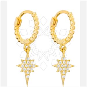 925 Sterling Silver Moon and Stars Dangle Earrings