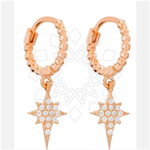 925 Sterling Silver Moon and Stars Dangle Earrings