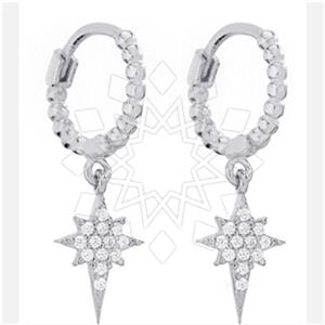 925 Sterling Silver Moon and Stars Dangle Earrings