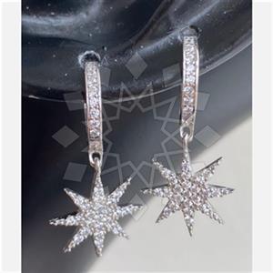 925 Sterling Silver Moon and Stars Dangle Earrings