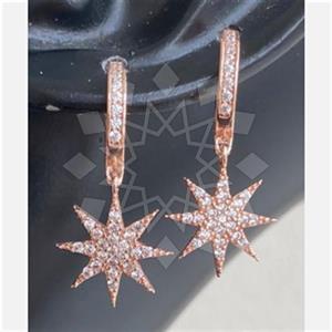 925 Sterling Silver Moon and Stars Dangle Earrings