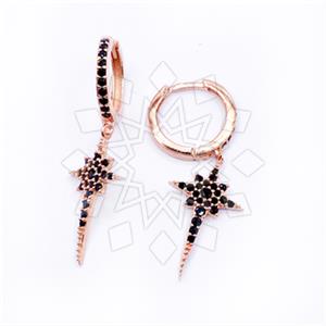 925 Sterling Silver Moon and Stars Dangle Earrings