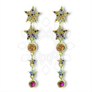 925 Sterling Silver Moon and Stars Geometric Minimal Dainty Multi Drop Earrings