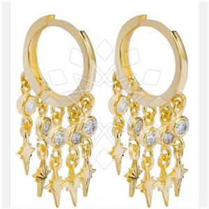 925 Sterling Silver Moon and Stars Multi Drop Earrings