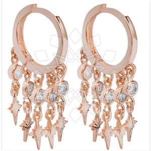 925 Sterling Silver Moon and Stars Multi Drop Earrings