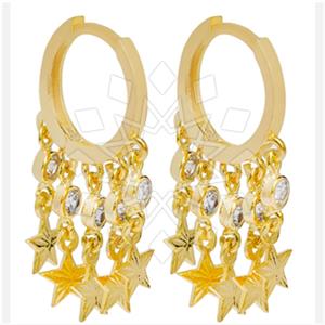 925 Sterling Silver Moon and Stars Multi Drop Earrings