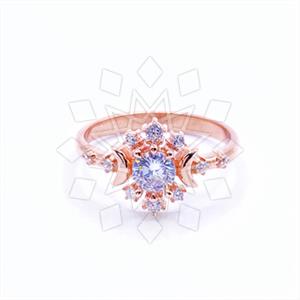 925 Sterling Silver Moon and Stars Multi Gemstone Rings