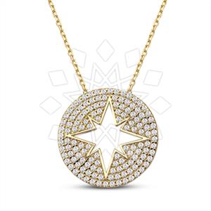 925 Sterling Silver Moon and Stars Pendant Necklace