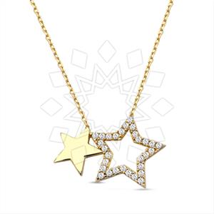 925 Sterling Silver Moon and Stars Pendant Necklace