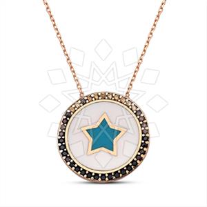 925 Sterling Silver Moon and Stars Pendant Necklace