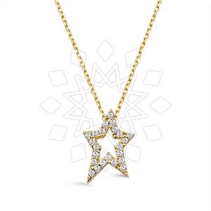 925 Sterling Silver Moon and Stars Pendant Necklace