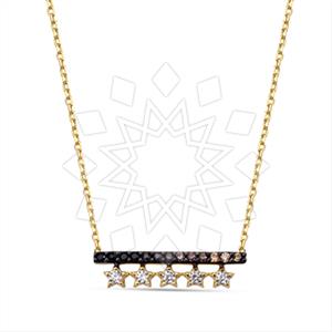 925 Sterling Silver Moon and Stars Pendant Necklace