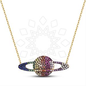 925 Sterling Silver Moon and Stars Pendant Necklace