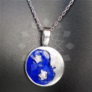 925 Sterling Silver Moon and Stars Pendant Necklace