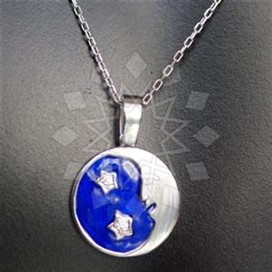 925 Sterling Silver Moon and Stars Pendant Necklace