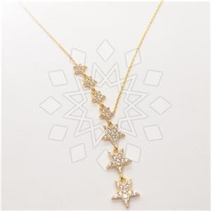 925 Sterling Silver Moon and Stars Pendant Necklace