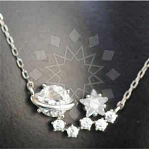 925 Sterling Silver Moon and Stars Pendant Necklace