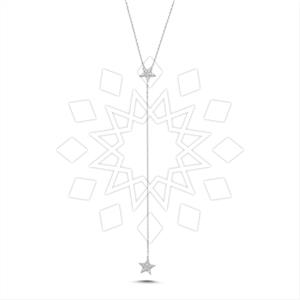 925 Sterling Silver Moon and Stars Pendant Necklace