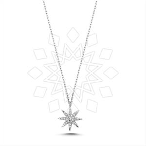 925 Sterling Silver Moon and Stars Pendant Necklace