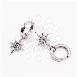 925 Sterling Silver Moon and Stars Single Drop Earrings