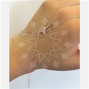 925 Sterling Silver Moon and Stars Single Finger to Bracelet Hand Jewelry