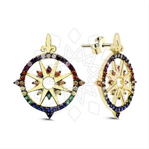 925 Sterling Silver Moon and Stars Stud Earrings