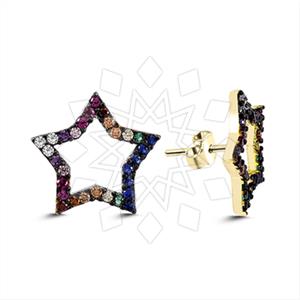 925 Sterling Silver Moon and Stars Stud Earrings