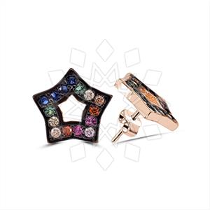 925 Sterling Silver Moon and Stars Stud Earrings