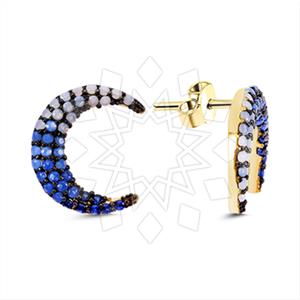 925 Sterling Silver Moon and Stars Stud Earrings