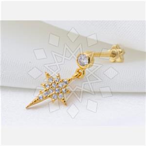 925 Sterling Silver Moon and Stars Stud Earrings