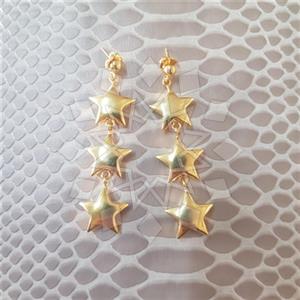 925 Sterling Silver Moon and Stars Triple Drop Earrings