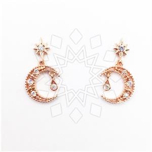 925 Sterling Silver Moon and Stars Unique Earrings