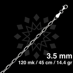 925 Sterling Silver Paperclip Diamond-Cut Necklace 45CM 18 INCH