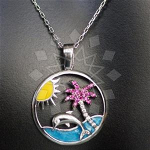 925 Sterling Silver Sea and Shell Pendant Necklace