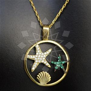 925 Sterling Silver Sea and Shell Pendant Necklace
