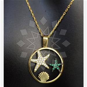 925 Sterling Silver Sea and Shell Pendant Necklace