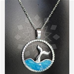 925 Sterling Silver Sea and Shell Pendant Necklace