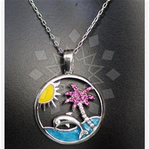 925 Sterling Silver Sea and Shell Unique Necklace