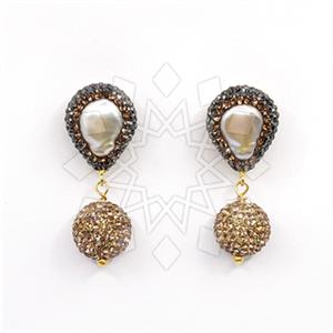 925 Sterling Silver Semi Precious Gems and Crystal  Double Drop Earrings