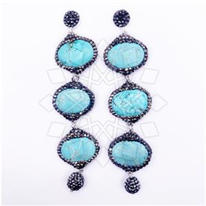 925 Sterling Silver Semi Precious Gems and Crystal  Multi Drop Earrings