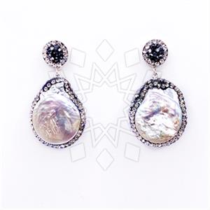 925 Sterling Silver Semi Precious Gems and Crystal  Single Drop Earrings