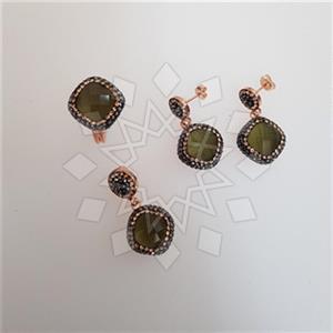 925 Sterling Silver Shimmering  Ring Earring Necklace Sets